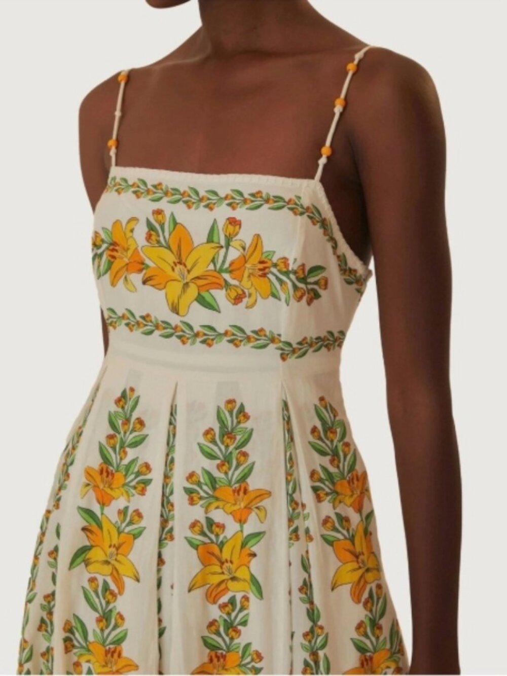 Farm Rio Tropical Lightness White/Yellow Floral Maxi Dress Size Medium NWT - Picture 3 of 13